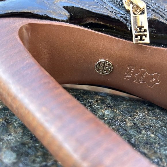 TORY BURCH BLACK PATENT LEATHER ANKLE BOOTS SIZE 8 1/2M - Picture 8 of 8